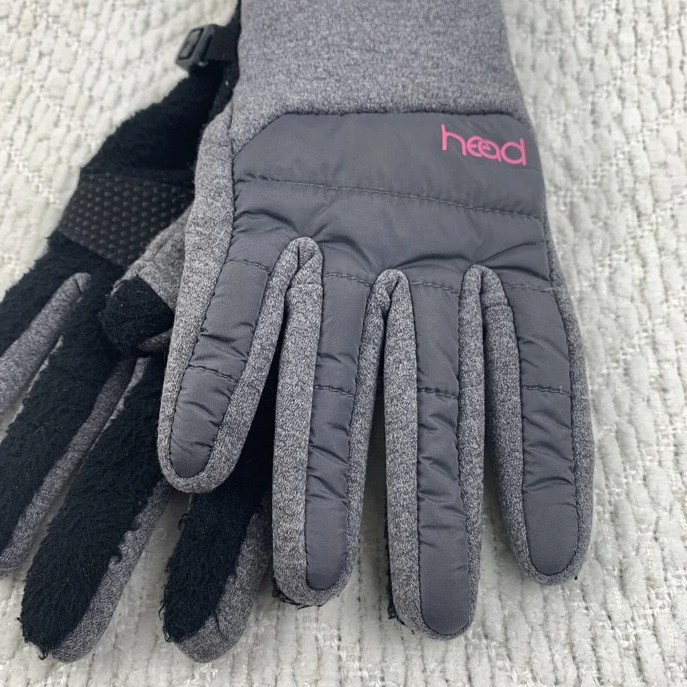 Head Junior Girl's Hybrid‎ Gloves Grey Heather Pink Touch Screen Compatible Kids